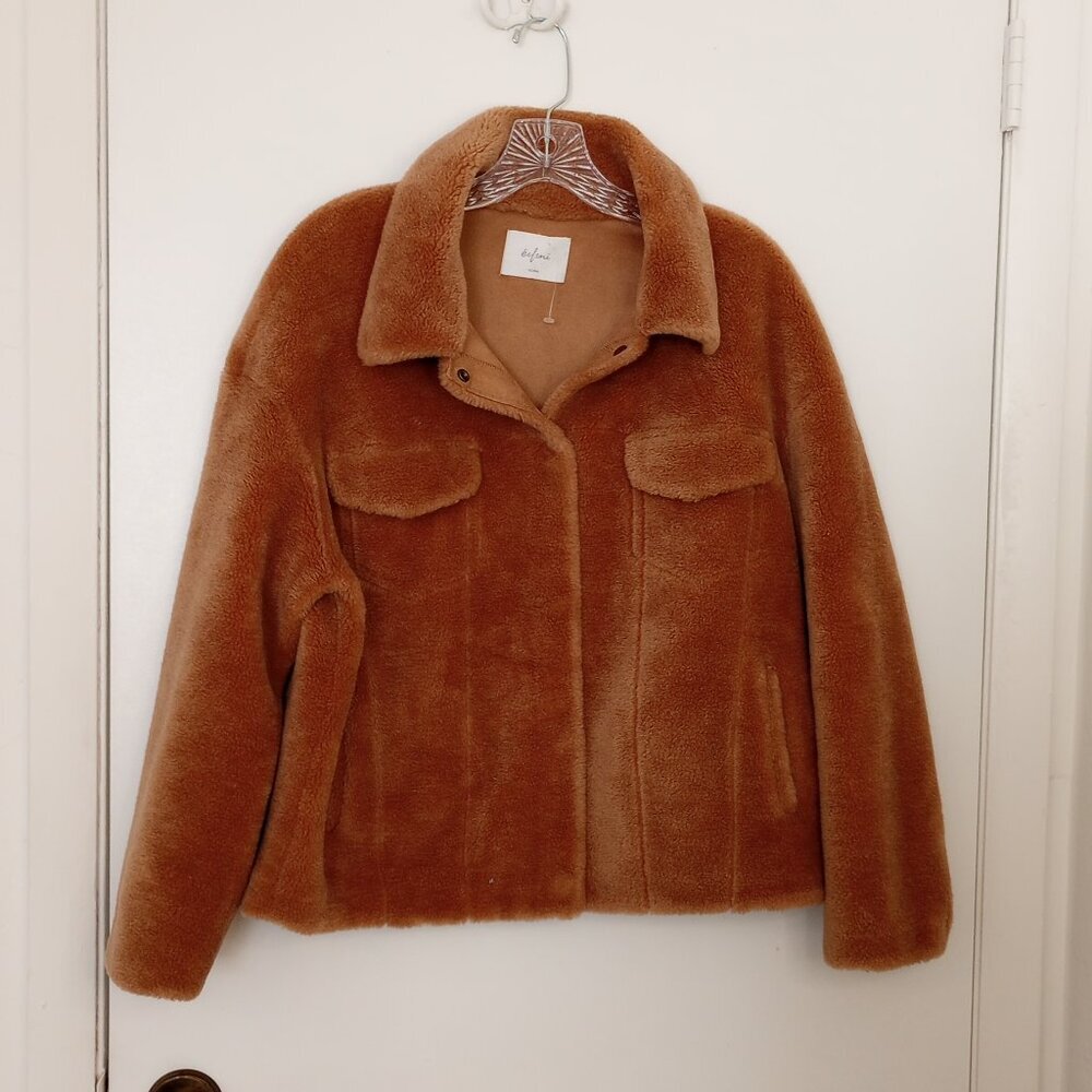 Eifini Tan Sherpa Fleece Cozy Teddy Jacket - Picture 2 of 12